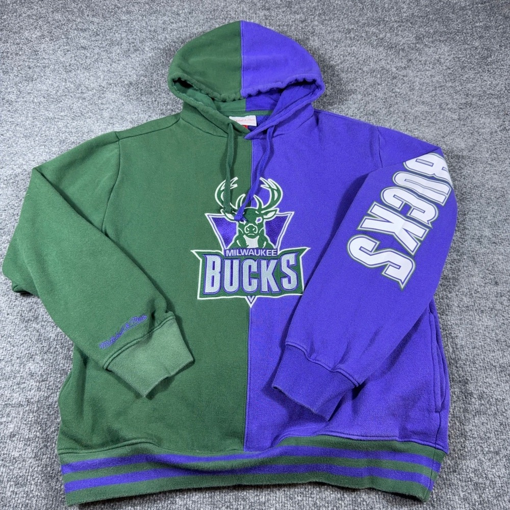 NBA Milwaukee Bucks Hoodie Purple Green Youth Large Rare